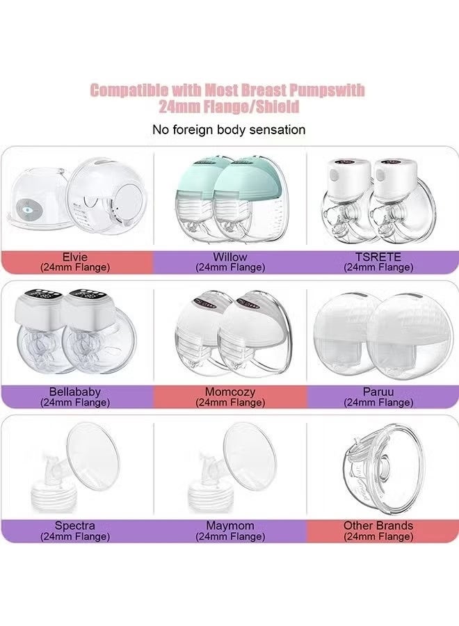 جمال حشوات مضخة الثدي، 7 قطع طقم تحديد مقاس الثدي (13 ملم، 15 ملم، 17 ملم، 19 ملم، 21 ملم) مع مسطرة قياس الحلمة، حشوات سيليكون للرضاعة خالية من BPA متوافقة مع موم كوزي S12/S9 وسبيكترا، محول مقاس مضخة الثدي لتصغير قمع 24 ملم، ملحقات شفاط الحليب الأساسية للأمهات (شفاف) - Image 4